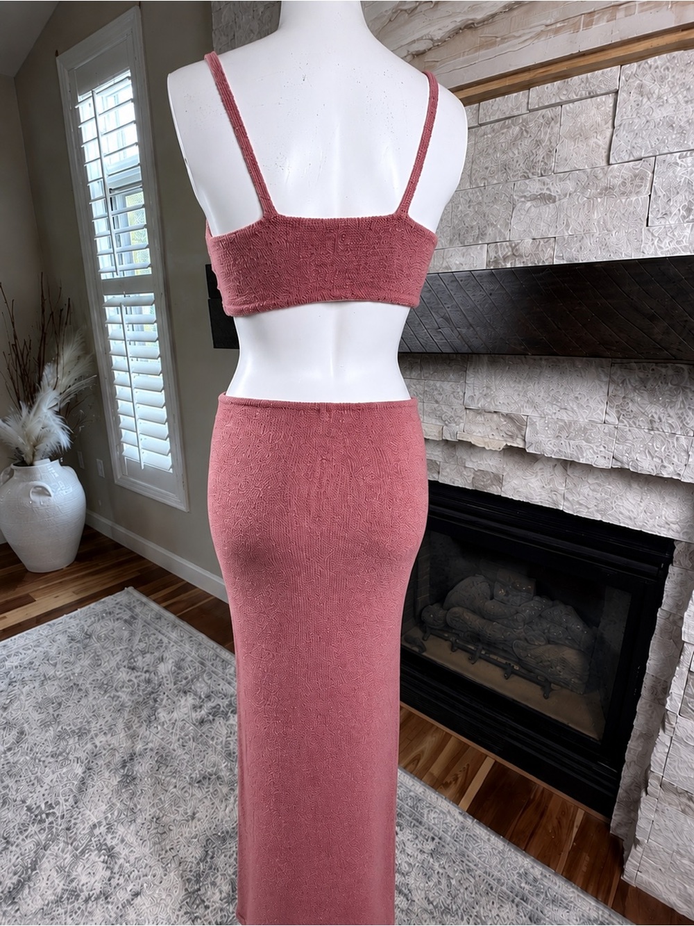 Cult Gaia Pink Knit Cutout Maxi Dress Bodycon Open Back Resort Size Large - Picture 5 of 7
